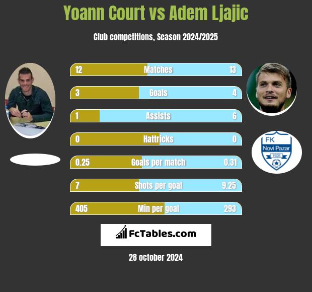 Yoann Court vs Adem Ljajić h2h player stats