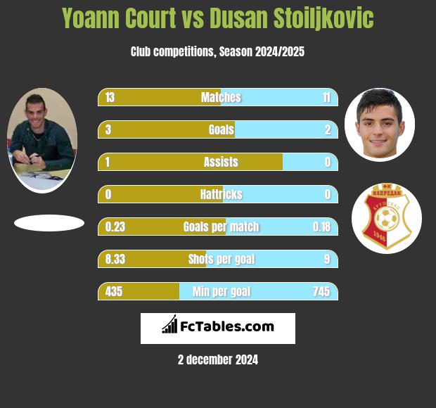 Yoann Court vs Dusan Stoiljkovic h2h player stats