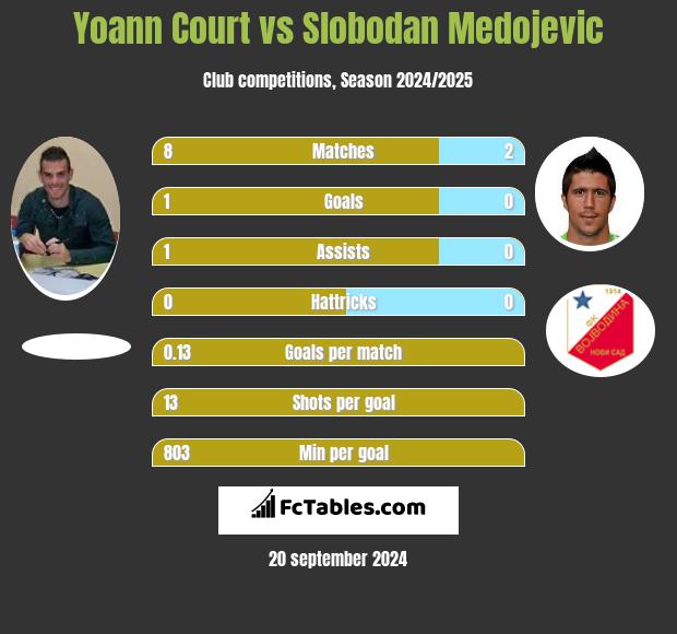 Yoann Court vs Slobodan Medojevic h2h player stats