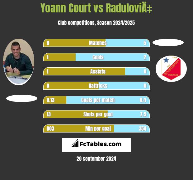 Yoann Court vs RaduloviÄ‡ h2h player stats