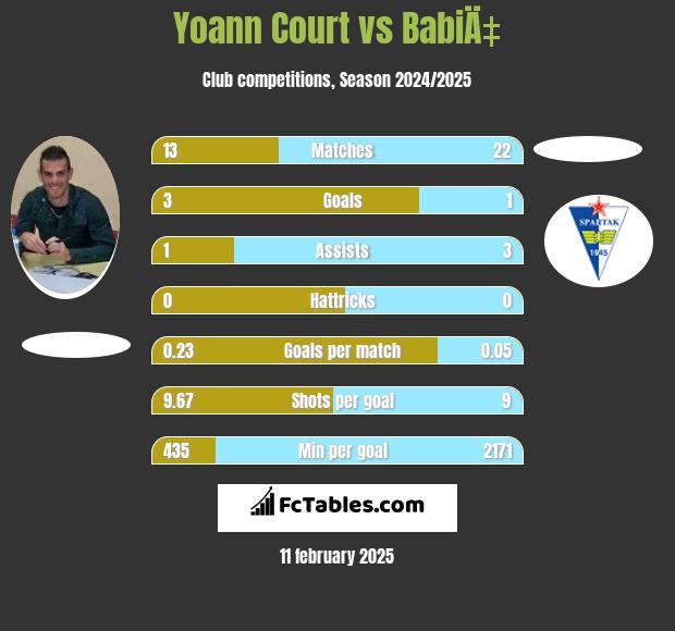 Yoann Court vs BabiÄ‡ h2h player stats