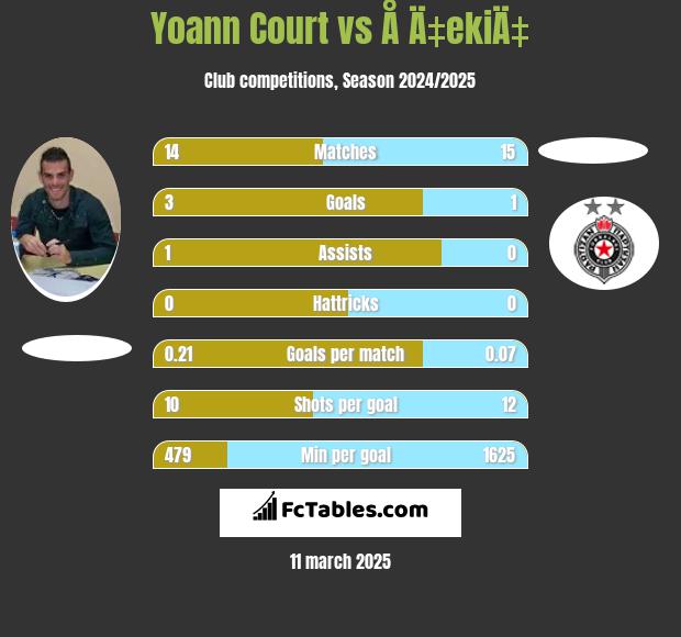 Yoann Court vs Å Ä‡ekiÄ‡ h2h player stats