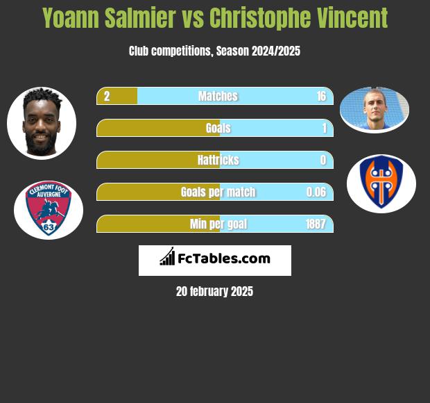 Yoann Salmier vs Christophe Vincent h2h player stats