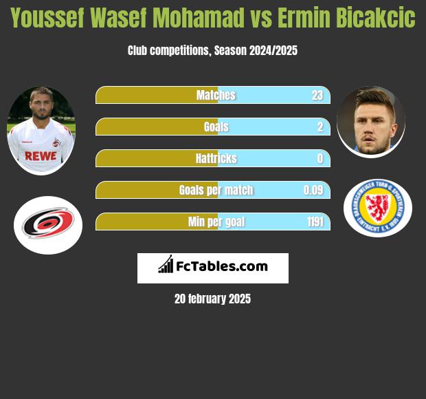 Youssef Wasef Mohamad vs Ermin Bicakcic h2h player stats