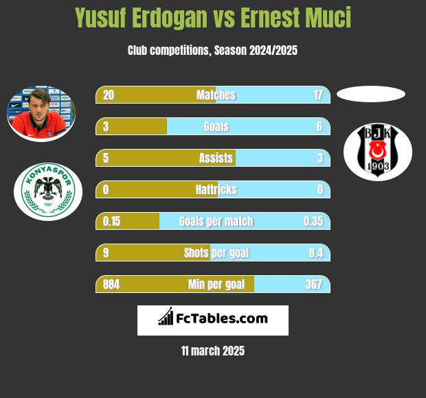 Yusuf Erdogan vs Ernest Muci h2h player stats