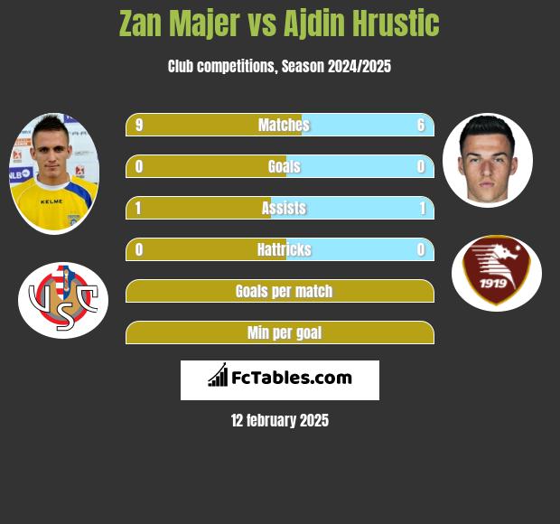 Zan Majer vs Ajdin Hrustic h2h player stats