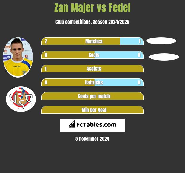 Zan Majer vs Fedel h2h player stats