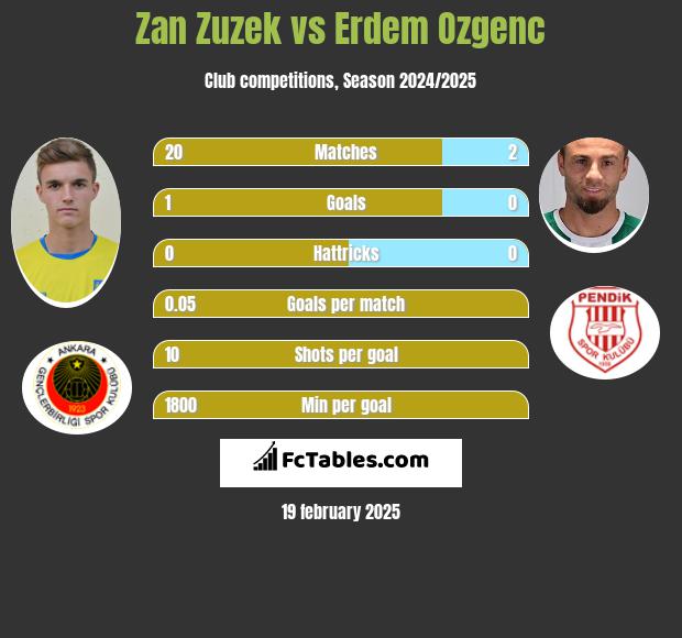 Zan Zuzek vs Erdem Ozgenc h2h player stats