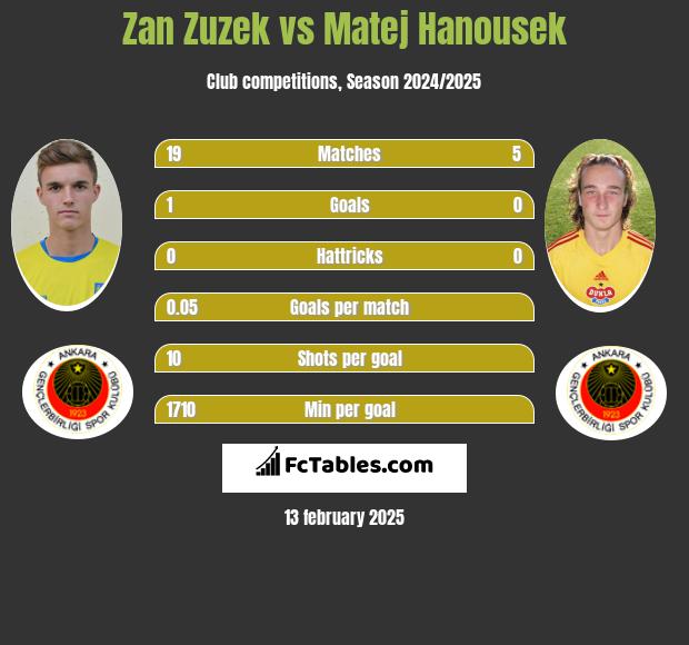 Zan Zuzek vs Matej Hanousek h2h player stats