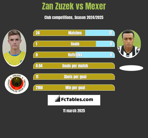 Zan Zuzek vs Mexer h2h player stats