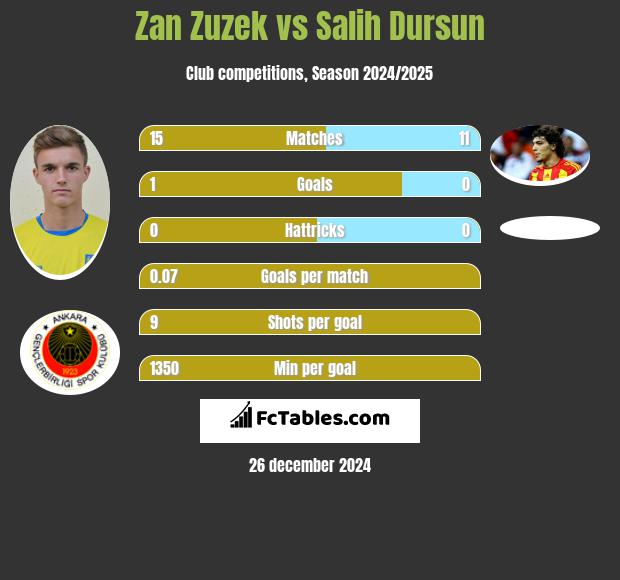 Zan Zuzek vs Salih Dursun h2h player stats