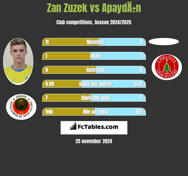 Zan Zuzek vs ApaydÄ±n h2h player stats