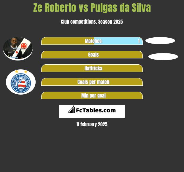 Ze Roberto vs Pulgas da Silva h2h player stats