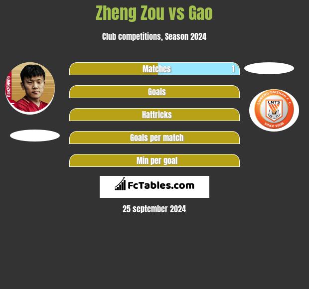 Zheng Zou vs Gao h2h player stats