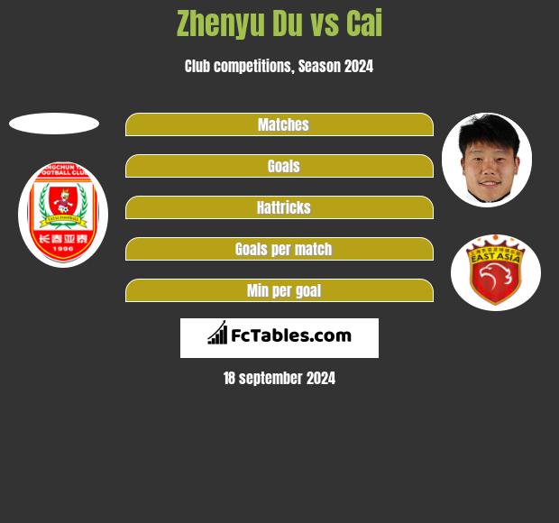 Zhenyu Du vs Cai h2h player stats