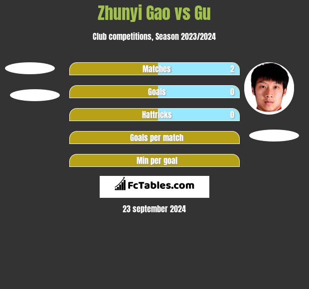 Zhunyi Gao vs Gu h2h player stats