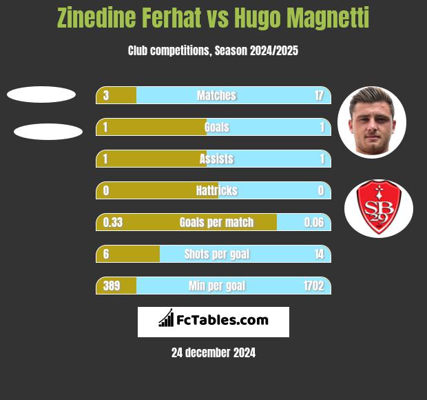 Zinedine Ferhat vs Hugo Magnetti h2h player stats