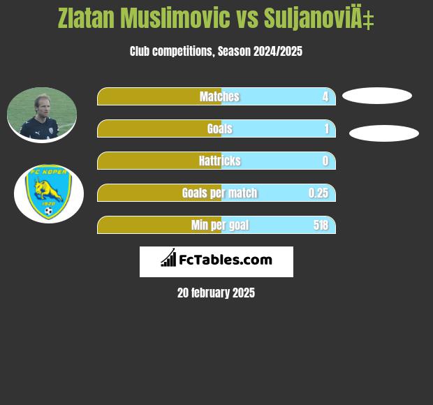 Zlatan Muslimovic vs SuljanoviÄ‡ h2h player stats