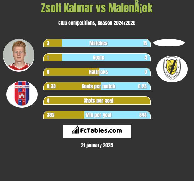 Zsolt Kalmar vs MalenÅ¡ek h2h player stats