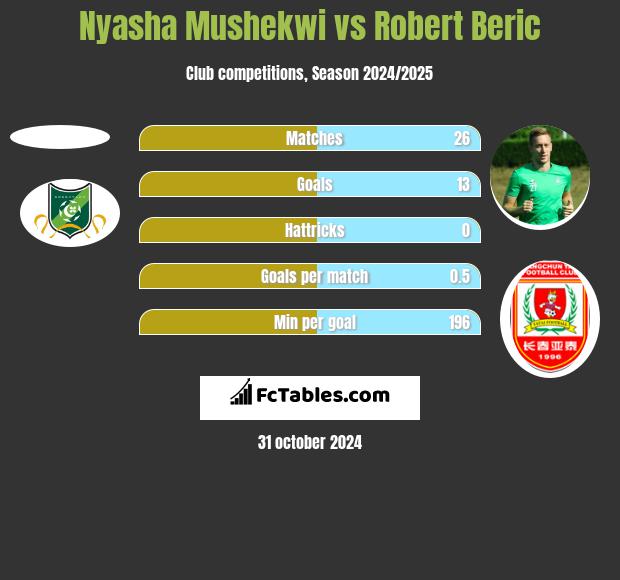 Nyasha Mushekwi vs Robert Beric h2h player stats