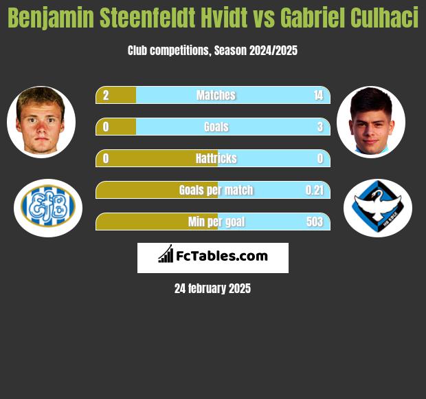 Benjamin Steenfeldt Hvidt vs Gabriel Culhaci h2h player stats