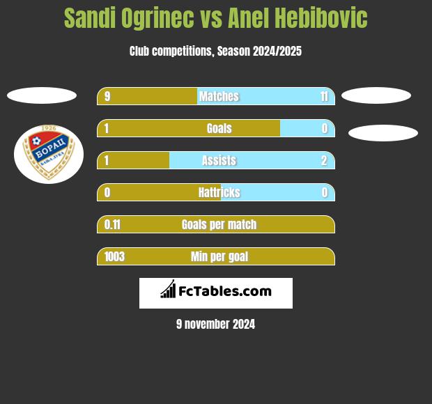 Sandi Ogrinec vs Anel Hebibovic h2h player stats