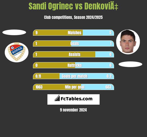 Sandi Ogrinec vs DenkoviÄ‡ h2h player stats