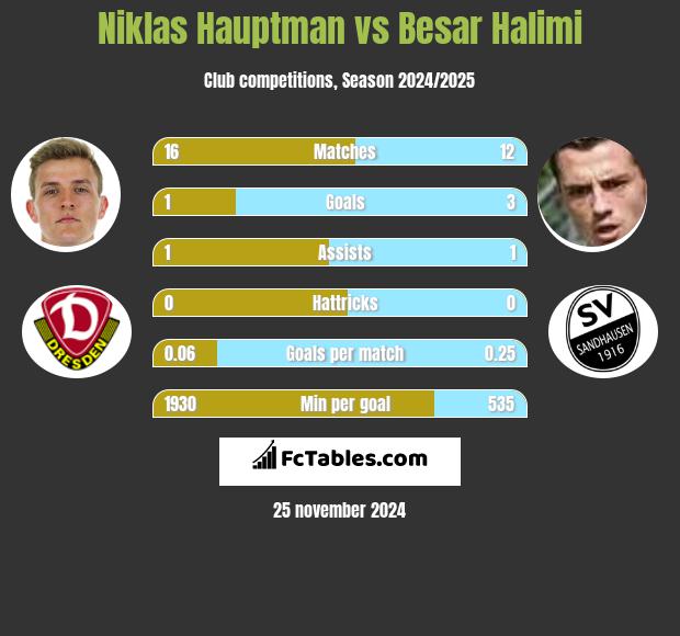 Niklas Hauptman vs Besar Halimi h2h player stats