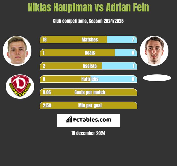 Niklas Hauptman vs Adrian Fein h2h player stats