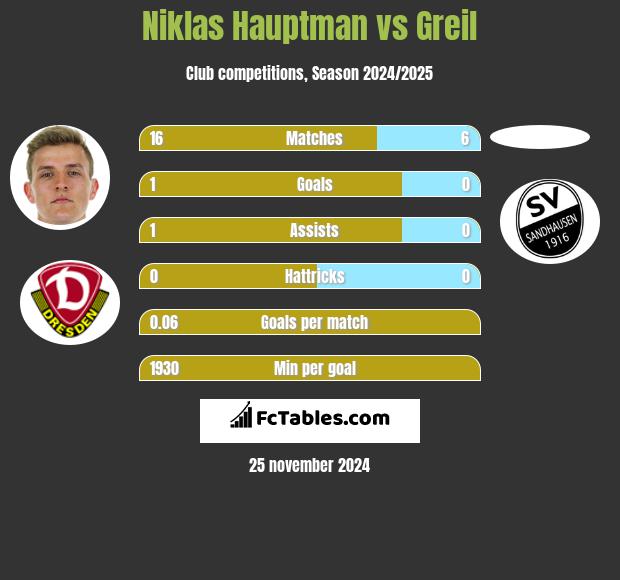 Niklas Hauptman vs Greil h2h player stats