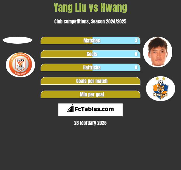 Yang Liu vs Hwang h2h player stats