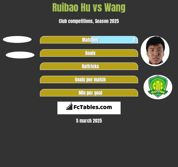 Ruibao Hu vs Wang h2h player stats