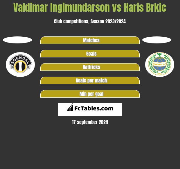 Valdimar Ingimundarson vs Haris Brkic h2h player stats