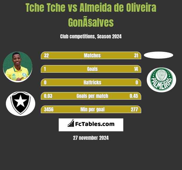 Tche Tche vs Almeida de Oliveira GonÃ§alves h2h player stats