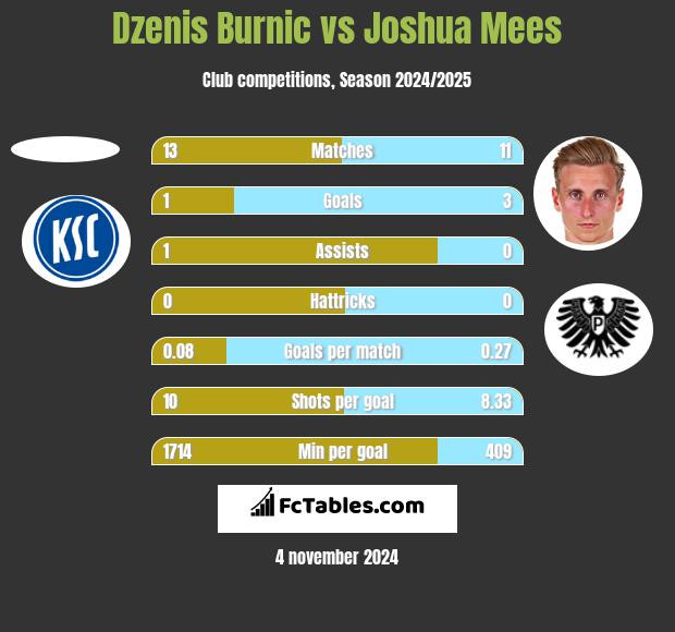 Dzenis Burnic vs Joshua Mees h2h player stats