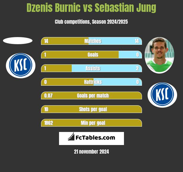 Dzenis Burnic vs Sebastian Jung h2h player stats