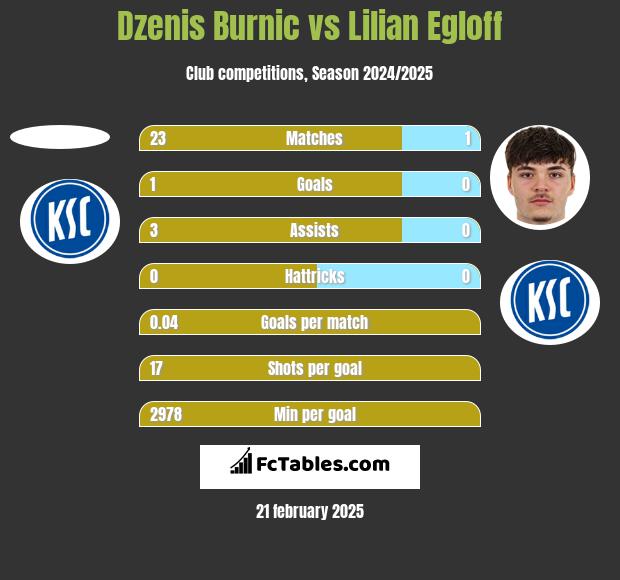 Dzenis Burnic vs Lilian Egloff h2h player stats