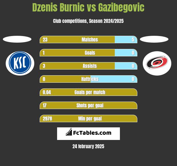 Dzenis Burnic vs Gazibegovic h2h player stats