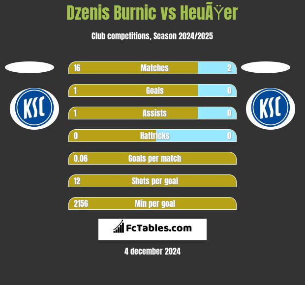 Dzenis Burnic vs HeuÃŸer h2h player stats