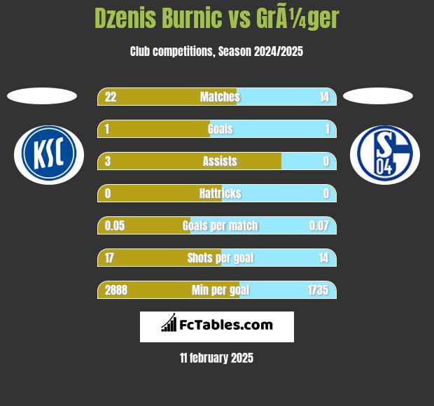 Dzenis Burnic vs GrÃ¼ger h2h player stats