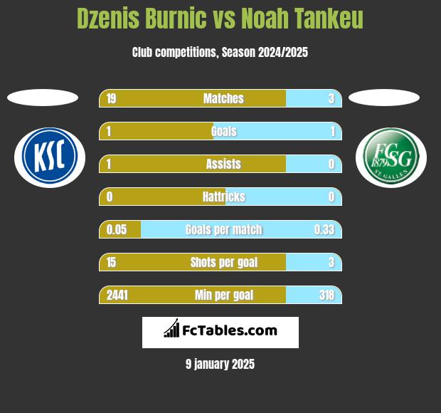 Dzenis Burnic vs Noah Tankeu h2h player stats