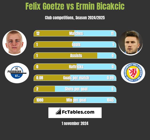 Felix Goetze vs Ermin Bicakcić h2h player stats