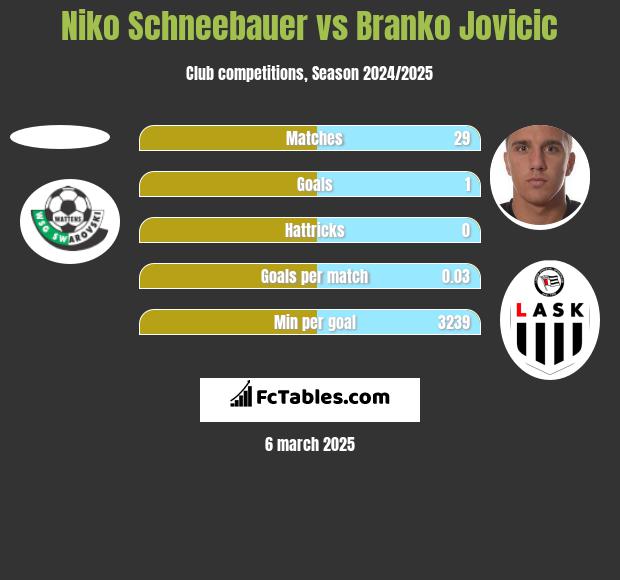 Niko Schneebauer vs Branko Jovicic h2h player stats