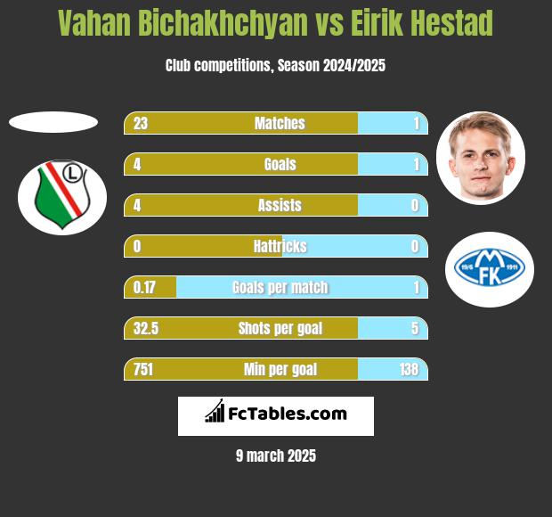 Vahan Bichakhchyan vs Eirik Hestad h2h player stats