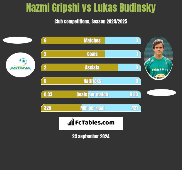 Nazmi Gripshi vs Lukas Budinsky h2h player stats