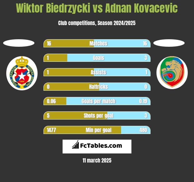 Wiktor Biedrzycki vs Adnan Kovacevic h2h player stats