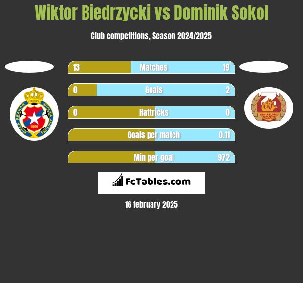 Wiktor Biedrzycki vs Dominik Sokol h2h player stats