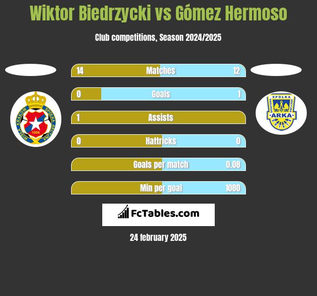 Wiktor Biedrzycki vs Gómez Hermoso h2h player stats