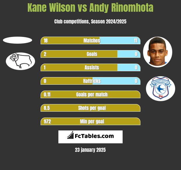 Kane Wilson vs Andy Rinomhota h2h player stats