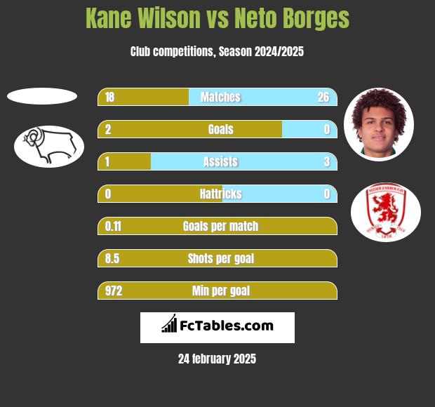 Kane Wilson vs Neto Borges h2h player stats